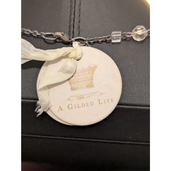 NWT The Gilded Life Shadow Box Cross Crown Crystal Pearl Necklace - Picture 3 of 6